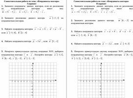 Обложка для материала карточки по теме Координаты вектора