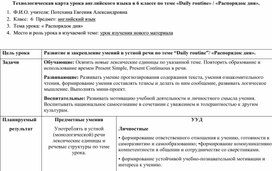 Технологическая карта урока «Daily routine» / «Распорядок дня» английский язык 6 класс