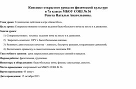 Конспект урока по баскетболу с УУД.