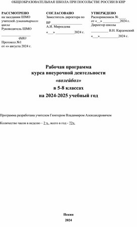 Обложка для материала внеурочной деятельности «волейбол»