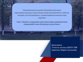 Задачи и содержание подготовительных грамматических упражнений в ходе обучения русскому языку