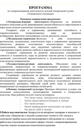 Обложка для материала Программа по театрализованной деятельности