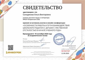 Обложка для материала Свидетельство онлайн-конференции