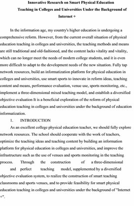 Innovative Research on Smart Physical Education Teaching in Colleges and Universities Under the Background of Internet +