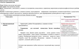 Конспект урока по русскому языку "Разбор глагола как часть речи"