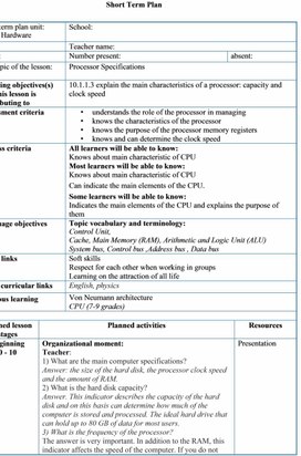 Обложка для материала Hardware Processor Specifications 2 lesson plan 1 variant