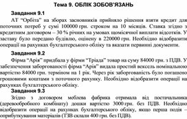 Обложка для материала Тема 9. ОБЛІК ЗОБОВ’ЯЗАНЬ Завдання