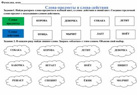 Обложка для материала Слова-предметы и слова-действия