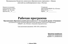 Рабочая программа. Организация образовательной деятельности в 1- й младшей группе «Гномики»