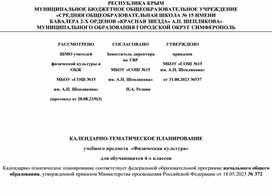 Календарно-тематическое планирование учебного предмета "Физическая культура" для 4-х классов