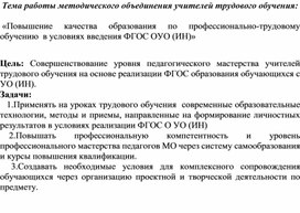 План работы школьного  методического объединения учителей технологии