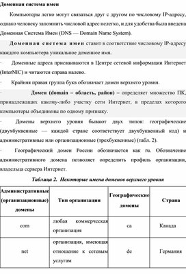 Доменная система имен благодаря которой компьютеры получают уникальные символьные адреса