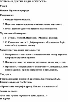 Обложка для материала Урок музыки: В чём состоит единство истоков видов искусства
