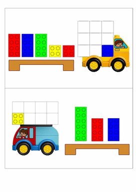 Карточки для печати по Лего-конструированию "Собери груз в машину"