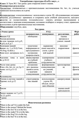 Развернутый план конспект урока английского языка