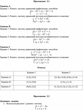 5 Нелинейные  уравнения с двумя переменными и их системы_Приложение_урок_2