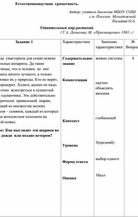 Задания по биологии  из цикла Удивительные растения.