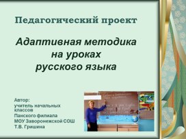 Педагогический проект "Адаптивная методика на уроках русского языка"