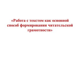 Работа с текстом. Читательская грамотность