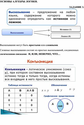 Логические операции. Дизъюнкция, конъюнкция и отрицание