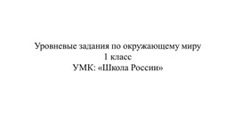 Уровневые задания по окружающему миру 1 класс. УМК "Школа России. Тема: "Народы России""