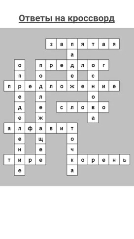 Кроссворд по русскому языку для 5 класса
