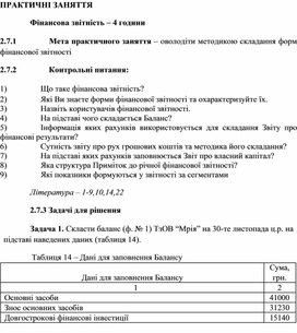 Обложка для материала ПРАКТИЧНІ ЗАНЯТТЯ   Фінансова звітність
