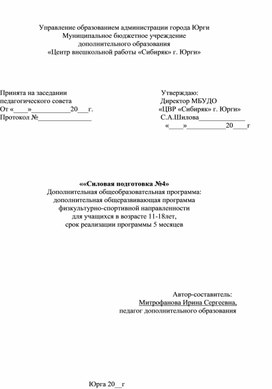 Обложка для материала Программа Силовая подготовка