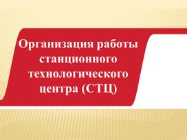 Обложка для материала Организация работы станционного технологического центра (СТЦ)