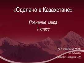 Презентация к уроку Познания мира 1 класс на тему "Сделано в Казахстане"