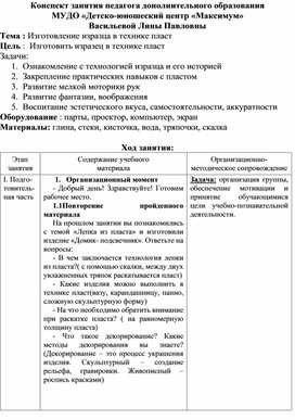 Конспект занятия по лепке из глины "Изразцы"