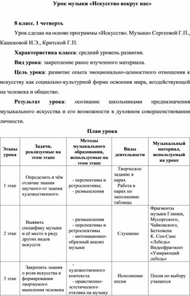 Обложка для материала Урок музыки «Искусство вокруг нас»