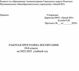 Программа воспитательной работы в 10 классе.