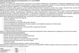 Анализ реализации образовательной программы АООП НОО С ЗПР  в 1-2 г классе (ККиР)