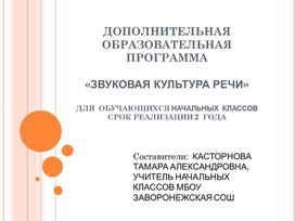 Презентация на дополнительную образовательную программу "Звуковая культура речи"