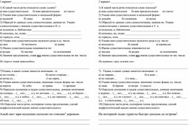 Тематическая работа по русскому языку "Имя существительное" 4 класс