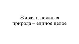 Обложка для материала Живая и неживая природа – единое целое