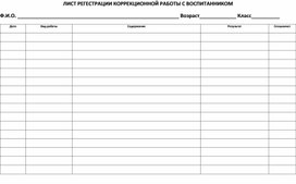 Обложка для материала ЛИСТ РЕГИСТРАЦИИ КОРРЕКЦИОННОЙ РАБОТЫ С ВОСПИТАННИКОМ