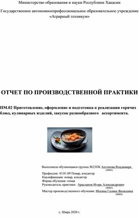 Отчет По Производственной Практике Садик Столовая