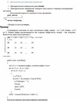 Обложка для материала Дополнительные операторы управления