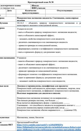 Обложка для материала Поверхностное натяжение жидкости. Смачивание, капилярные явления2