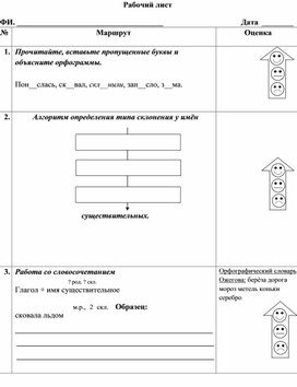 Обложка для материала Рабочий лист по теме «Три склонения имён существительных»