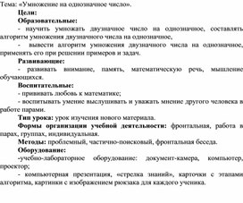 Обложка для материала Урок математики "Умножение на однозначное число"