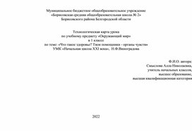 Технологическая карта урока окружающего мира 1 класс "Что такое здоровье? Твои органы чувств"