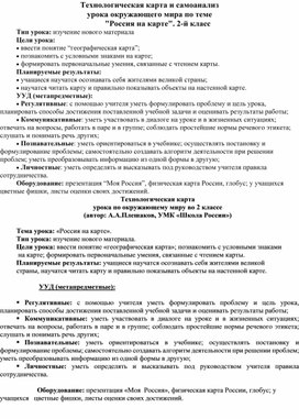 ТК урока окружающего мира во 2 классе "Россия на карте"