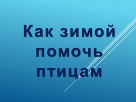 Обложка для материала Как зимой помочь птицам?