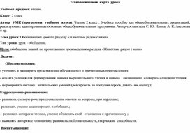 Конспект урока чтения "Обобщающий урок по разделу «Животные рядом с нами» (2 класс)