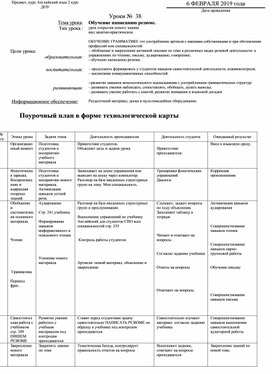 План урока по обучению написанию резюме.