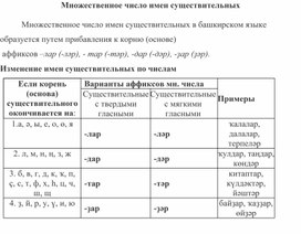 Обложка для материала Памятка по теме "Множественное число имен существительных  в башкирском языке"