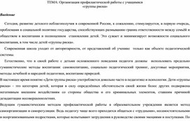 Обложка для материала Организация профилактической работы с учащимися